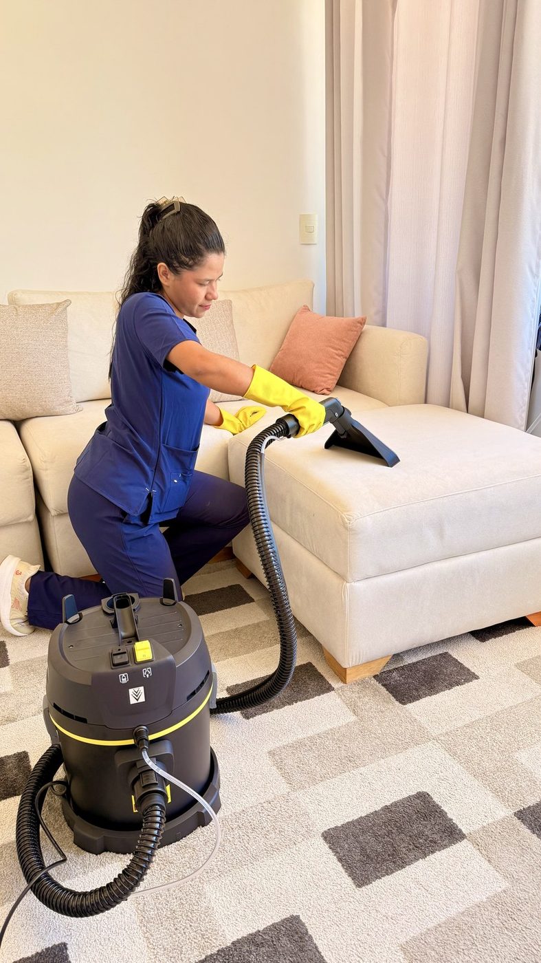 Aspirado profesional de sofá y alfombra en sala